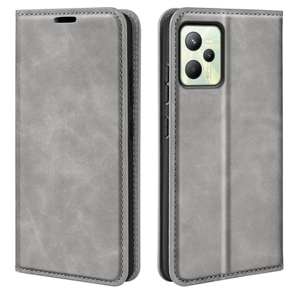 For OPPO Realme C35 Retro-skin Magnetic Suction Leather Phone Case