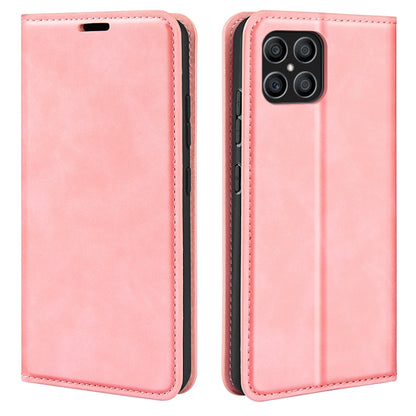 For Honor X8 Retro-skin Magnetic Suction Leather Phone Case