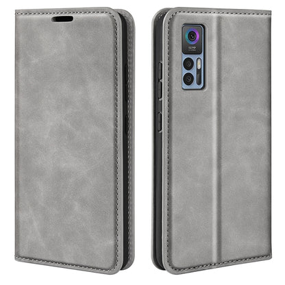 For TCL 30 5G / 30+ Retro-skin  Magnetic Suction Leather Phone Case