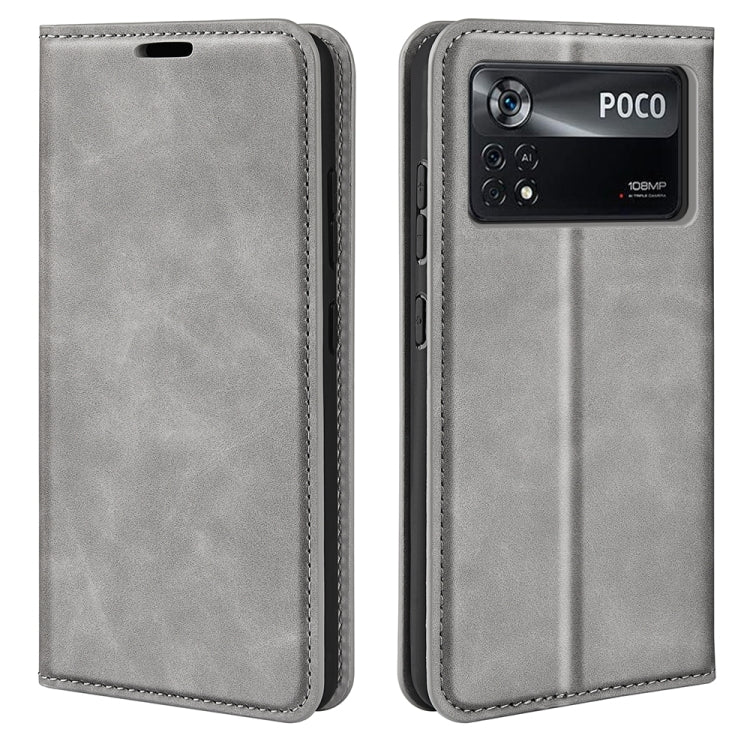 For Xiaomi Poco X4 Pro 5G Retro-skin Magnetic Suction Leather Phone Case