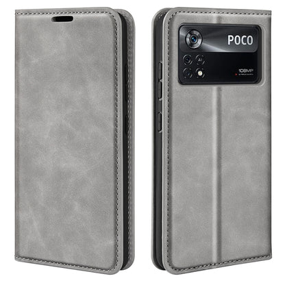 For Xiaomi Poco X4 Pro 5G Retro-skin Magnetic Suction Leather Phone Case