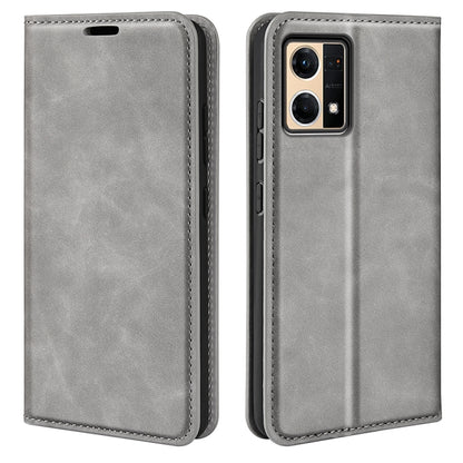 For OPPO Reno7 4G / F21 Pro 4G Retro-skin Magnetic Suction Leather Phone Case