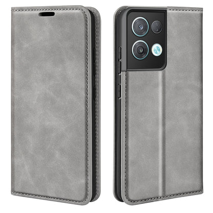 For OPPO Reno8 Pro Retro-skin  Magnetic Suction Leather Phone Case