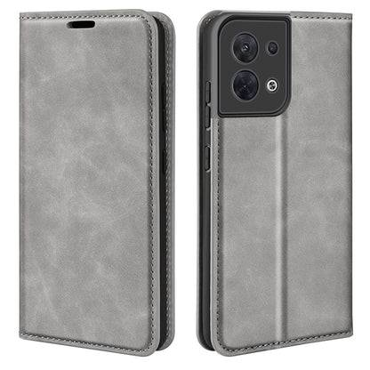 For OPPO Reno8 Retro-skin Magnetic Suction Leather Phone Case