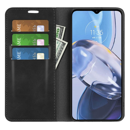 For Motorola Moto E22 / E22i Retro-skin  Magnetic Suction Leather Phone Case
