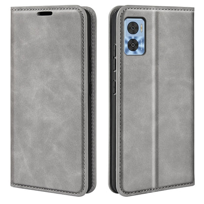 For Motorola Moto E22 / E22i Retro-skin  Magnetic Suction Leather Phone Case