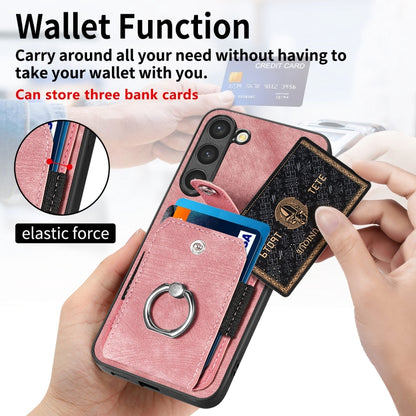 Retro Skin-feel Ring Card Wallet Phone Case, For Samsung Galaxy S20