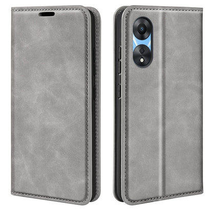 For OPPO A58 Retro-skin Magnetic Suction Leather Phone Case