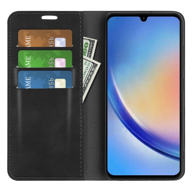 For Samsung Galaxy A34 5G Retro-skin Magnetic Suction Leather Phone Case