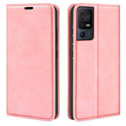 For TCL 40 SE Retro-skin  Magnetic Suction Leather Phone Case