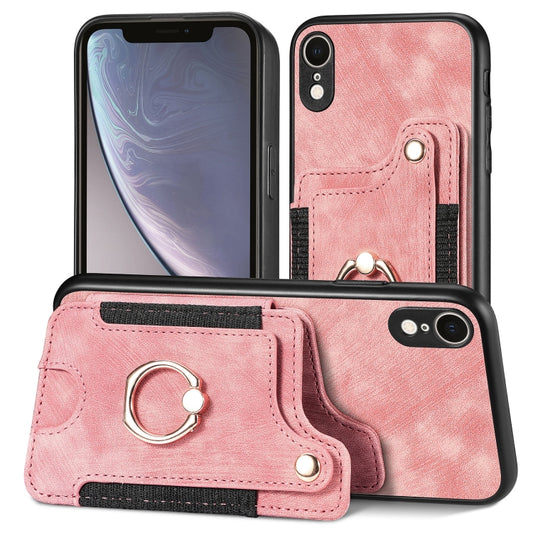 Retro Skin-feel Ring Multi-card Wallet Phone Case, Compatible with iPhone XR