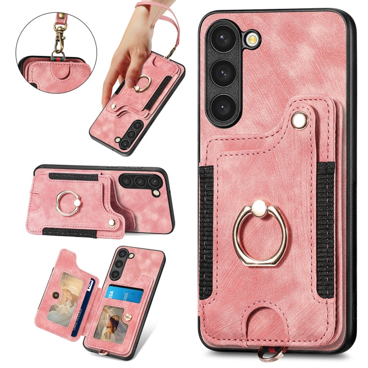 Retro Skin-feel Ring Multi-card Wallet Phone Case, For Samsung Galaxy S23+ 5G