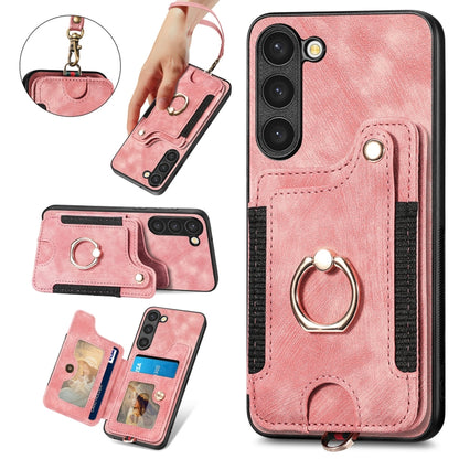 Retro Skin-feel Ring Multi-card Wallet Phone Case, For Samsung Galaxy S23+ 5G