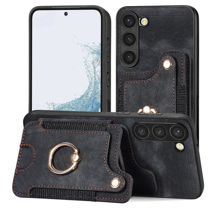 Retro Skin-feel Ring Multi-card Wallet Phone Case, For Samsung Galaxy S23+ 5G