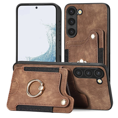 Retro Skin-feel Ring Multi-card Wallet Phone Case, For Samsung Galaxy S23+ 5G