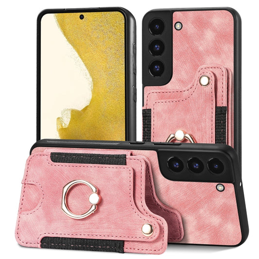 Retro Skin-feel Ring Multi-card Wallet Phone Case, For Samsung Galaxy S22+ 5G
