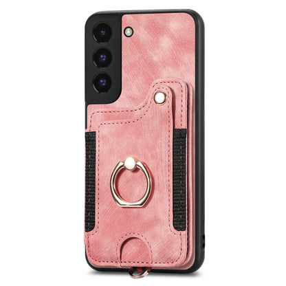 Retro Skin-feel Ring Multi-card Wallet Phone Case, For Samsung Galaxy S22+ 5G