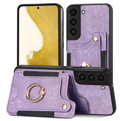 Retro Skin-feel Ring Multi-card Wallet Phone Case, For Samsung Galaxy S22+ 5G