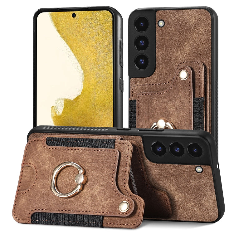 Retro Skin-feel Ring Multi-card Wallet Phone Case, For Samsung Galaxy S22+ 5G