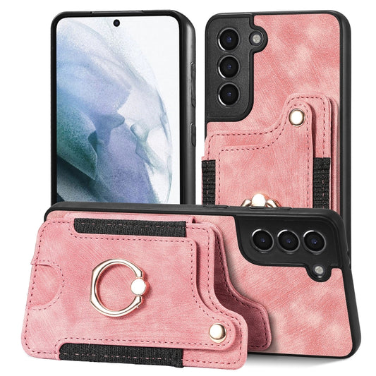 Retro Skin-feel Ring Multi-card Wallet Phone Case, For Samsung Galaxy S21+ 5G