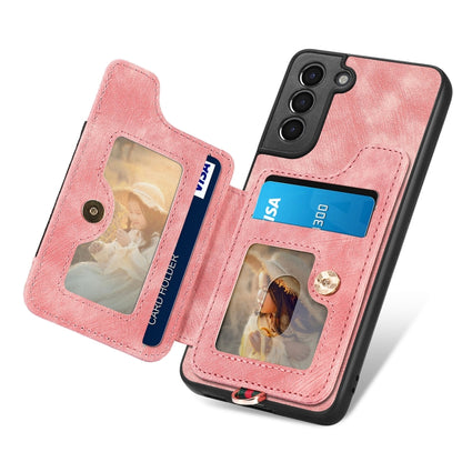 Retro Skin-feel Ring Multi-card Wallet Phone Case, For Samsung Galaxy S21+ 5G