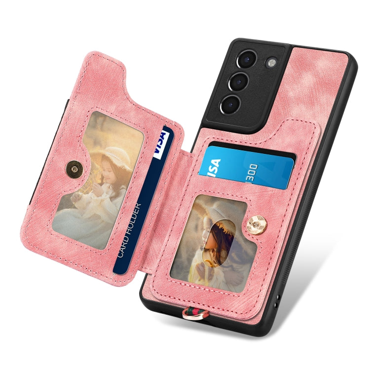Retro Skin-feel Ring Multi-card Wallet Phone Case, For Samsung Galaxy S21 FE 5G