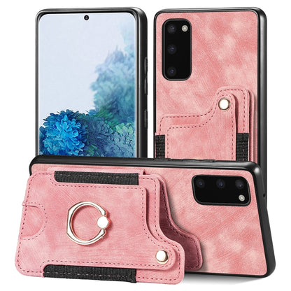 Retro Skin-feel Ring Multi-card Wallet Phone Case, For Samsung Galaxy S20