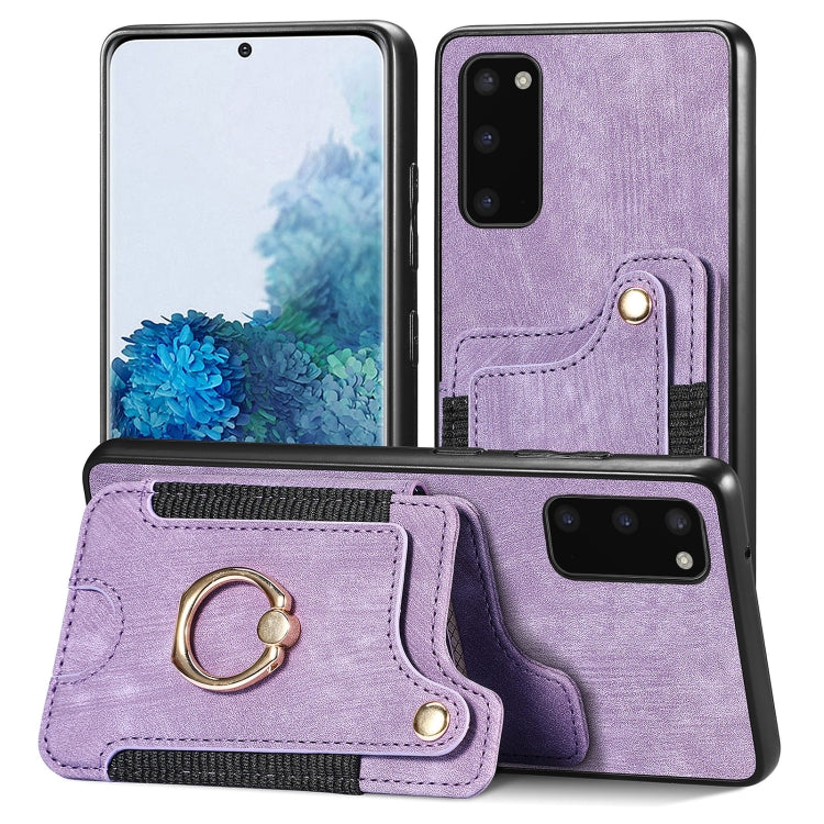 Retro Skin-feel Ring Multi-card Wallet Phone Case, For Samsung Galaxy S20