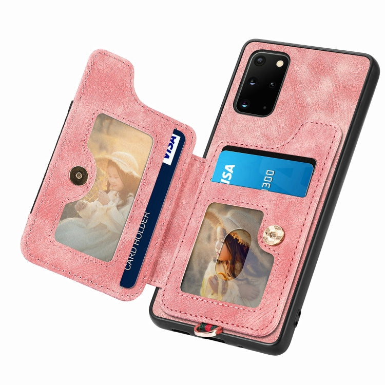 Retro Skin-feel Ring Multi-card Wallet Phone Case, For Samsung Galaxy S20+