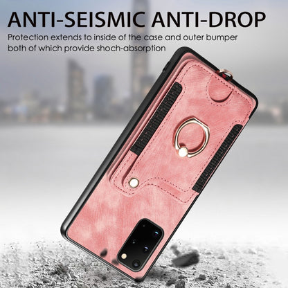 Retro Skin-feel Ring Multi-card Wallet Phone Case, For Samsung Galaxy S20+