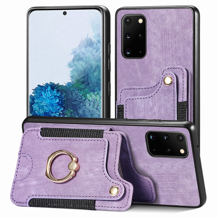 Retro Skin-feel Ring Multi-card Wallet Phone Case, For Samsung Galaxy S20+