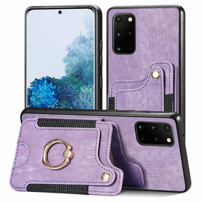 Retro Skin-feel Ring Multi-card Wallet Phone Case, For Samsung Galaxy S20+