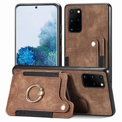 Retro Skin-feel Ring Multi-card Wallet Phone Case, For Samsung Galaxy S20+