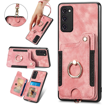 Retro Skin-feel Ring Multi-card Wallet Phone Case, For Samsung Galaxy S20 FE