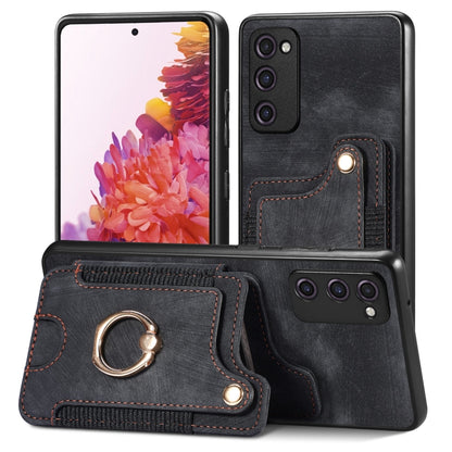 Retro Skin-feel Ring Multi-card Wallet Phone Case, For Samsung Galaxy S20 FE