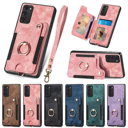 Retro Skin-feel Ring Multi-card Wallet Phone Case, For Samsung Galaxy S20 FE