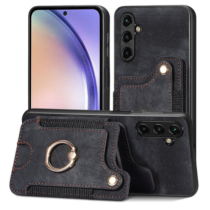 Retro Skin-feel Ring Multi-card Wallet Phone Case, For Samsung Galaxy A54 5G
