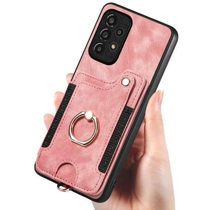 Retro Skin-feel Ring Multi-card Wallet Phone Case, For Samsung Galaxy A53 5G