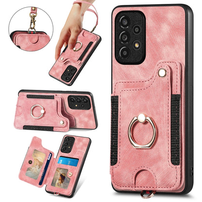 Retro Skin-feel Ring Multi-card Wallet Phone Case, For Samsung Galaxy A53 5G