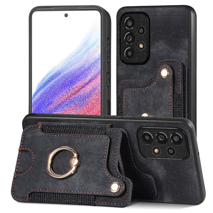 Retro Skin-feel Ring Multi-card Wallet Phone Case, For Samsung Galaxy A53 5G