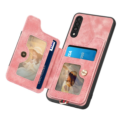 Retro Skin-feel Ring Multi-card Wallet Phone Case, For Samsung Galaxy A50