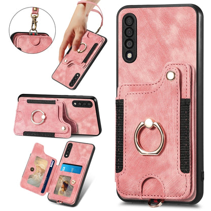 Retro Skin-feel Ring Multi-card Wallet Phone Case, For Samsung Galaxy A50