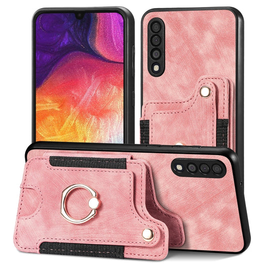Retro Skin-feel Ring Multi-card Wallet Phone Case, For Samsung Galaxy A50