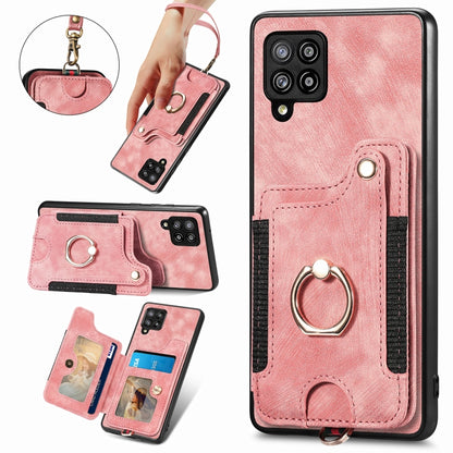 Retro Skin-feel Ring Multi-card Wallet Phone Case, For Samsung Galaxy A42 5G