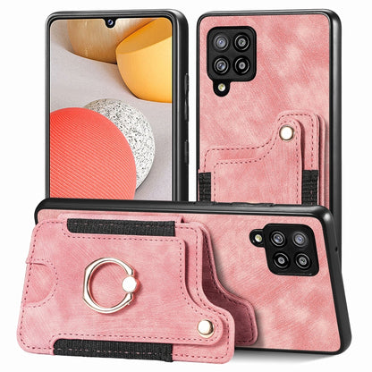 Retro Skin-feel Ring Multi-card Wallet Phone Case, For Samsung Galaxy A42 5G