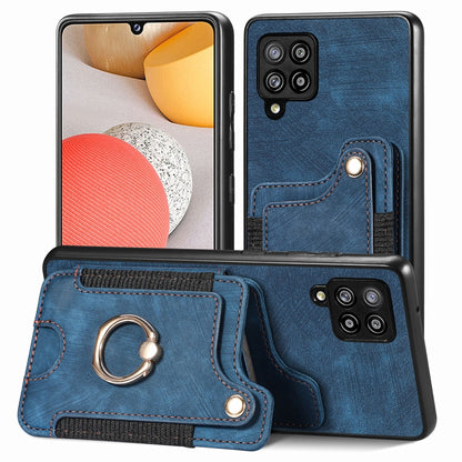 Retro Skin-feel Ring Multi-card Wallet Phone Case, For Samsung Galaxy A42 5G