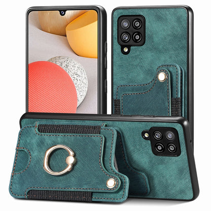 Retro Skin-feel Ring Multi-card Wallet Phone Case, For Samsung Galaxy A42 5G