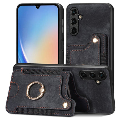 Retro Skin-feel Ring Multi-card Wallet Phone Case, For Samsung Galaxy A34 5G