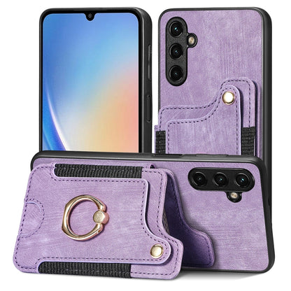 Retro Skin-feel Ring Multi-card Wallet Phone Case, For Samsung Galaxy A34 5G