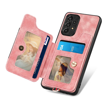 Retro Skin-feel Ring Multi-card Wallet Phone Case, For Samsung Galaxy A33 5G